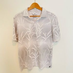 Medium white floral patterned summer polo